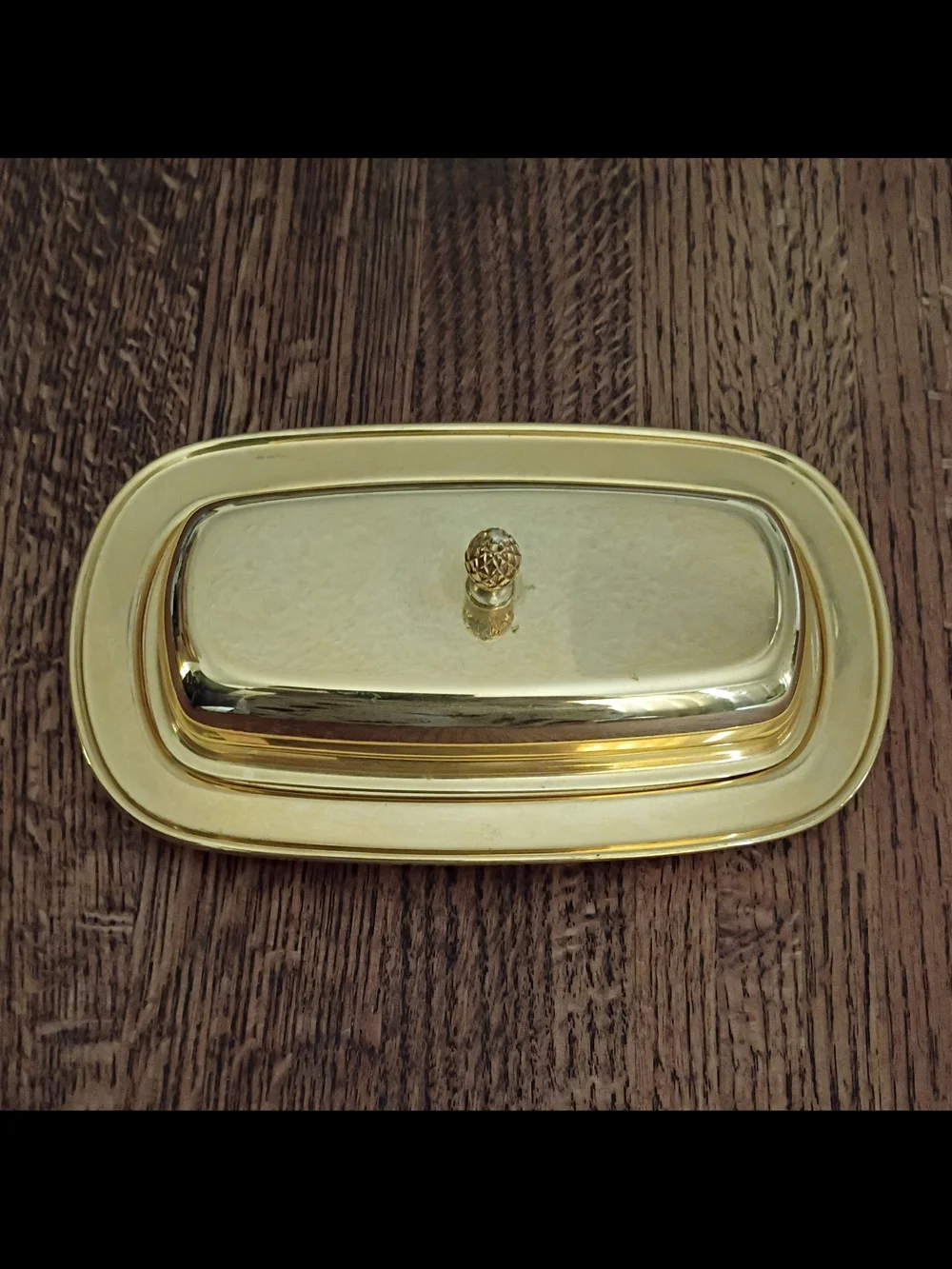 Vintage 18k Gold Electroplated Butter Dish with Lid, Glass Insert